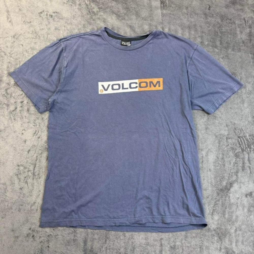Vintage Faded Blue Volcom Box Logo T-Shirt XL